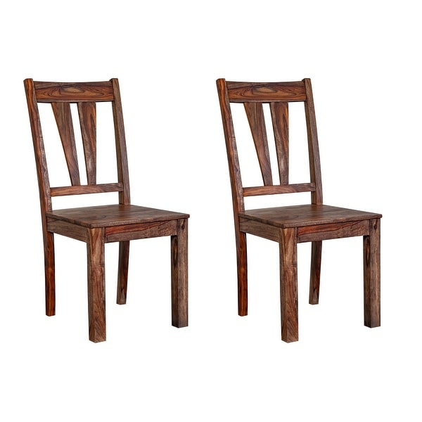 Wanderloot Kalispell Solid Sheesham Wood Dining Chair， Natural