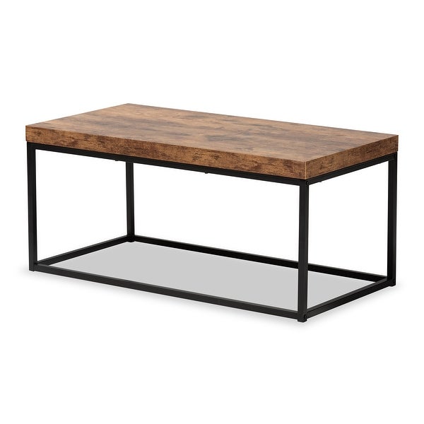 Bardot Industrial Wood and Metal Coffee Table-Walnut Brown/Black