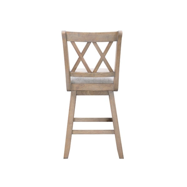 Wooden Linen Swivel Bar Counter Stool