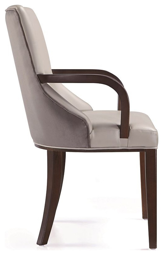 Shubert Faux Leather and Velvet Dining Armchair   Transitional   Dining Chairs   by Manhattan Comfort  Houzz