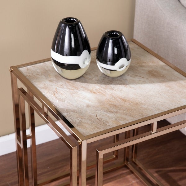 SEI Furniture Simons Faux Marble Side Table