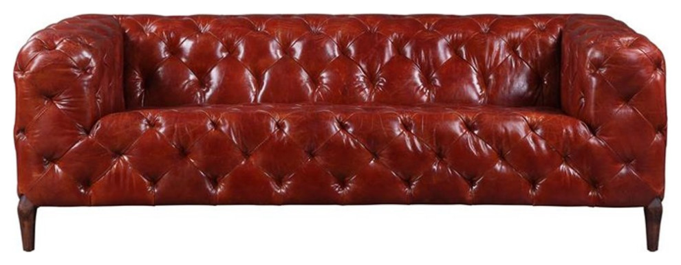 ACME Orsin Sofa in Merlot Top Grain Leather   Contemporary   Sofas   by Homesquare  Houzz