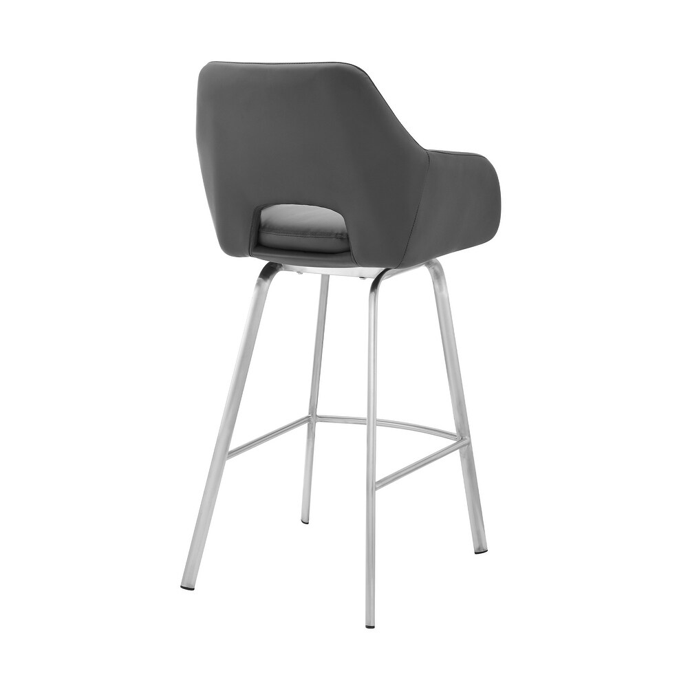 Aura Faux Leather and Metal Bar Stool