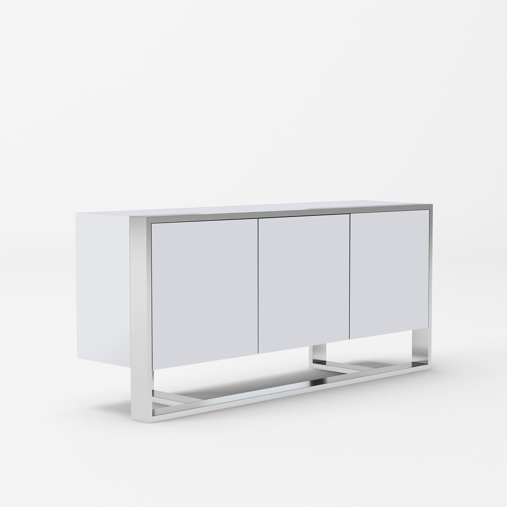 Modrest Fauna Modern White High Gloss   Stainless Steel Buffet