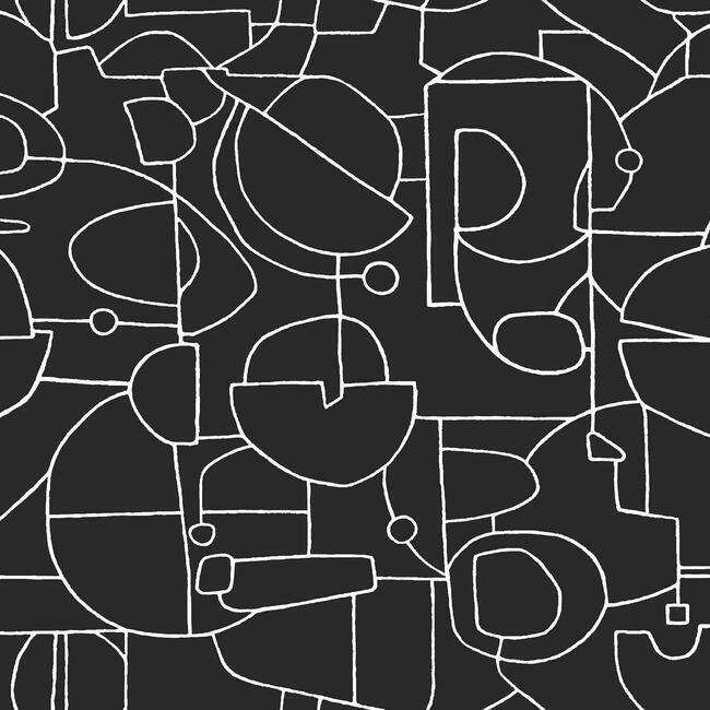 Sample Robotics Peel & Stick Wallpaper in Black and White by York Wallcoverings