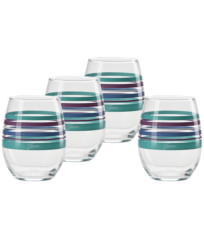 Fiesta Coastal Stripes Stemless Wine Glasses Set of 4