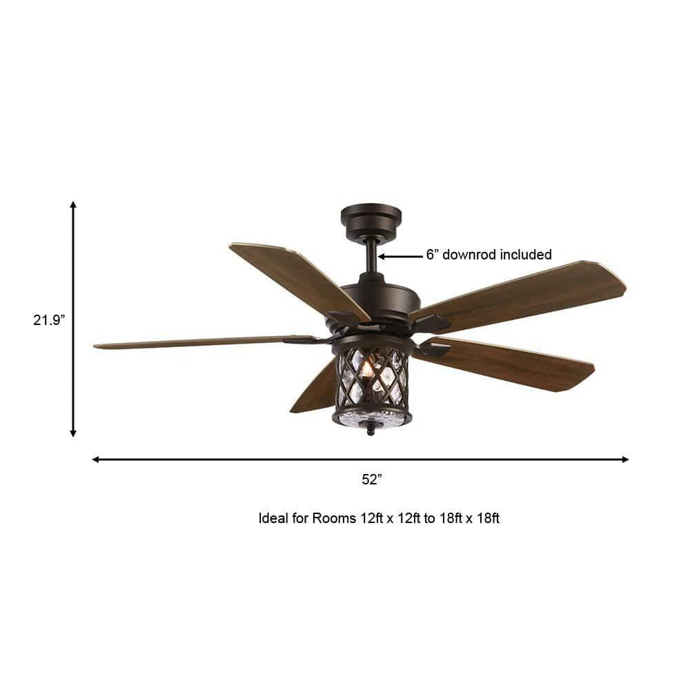 Home Decorators Collection Pine Meadows 52 in IndoorOutdoor LED Bronze Damp Rated Downrod Ceiling Fan with Dimmable Light Kit and Remote Control