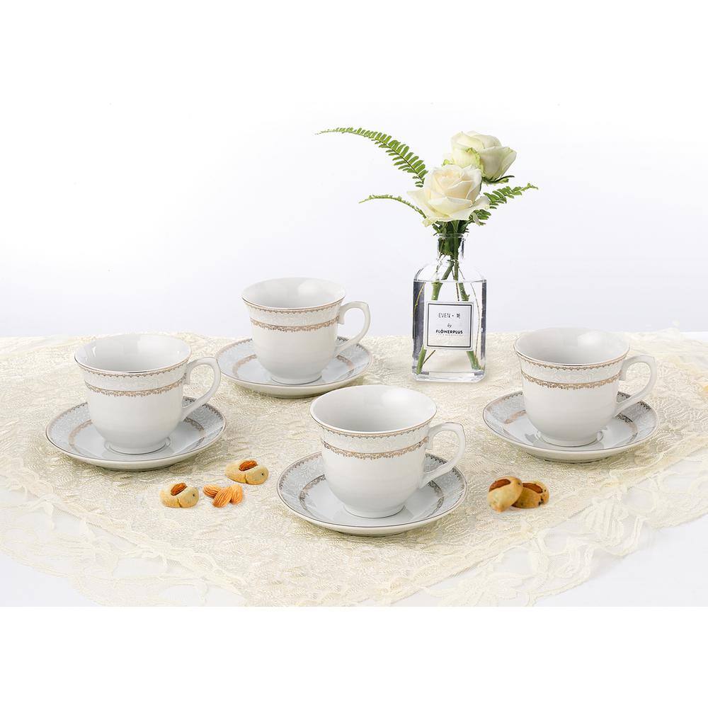 Lorren Home Trends Lorren Home 8 oz. Gold Tea and Coffee Porcelain (Set of 4) Noelle-4