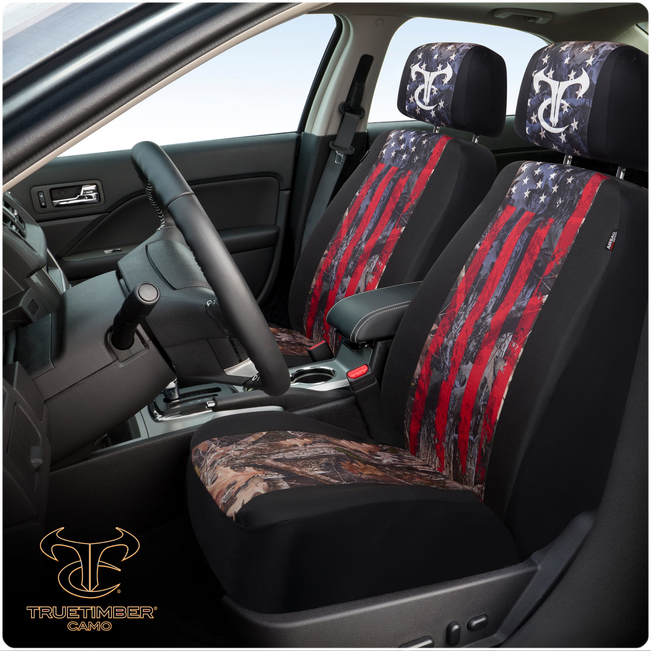 True Timber 2-Piece Low Back Kanati Freedom Seat Covers， 45001WDC