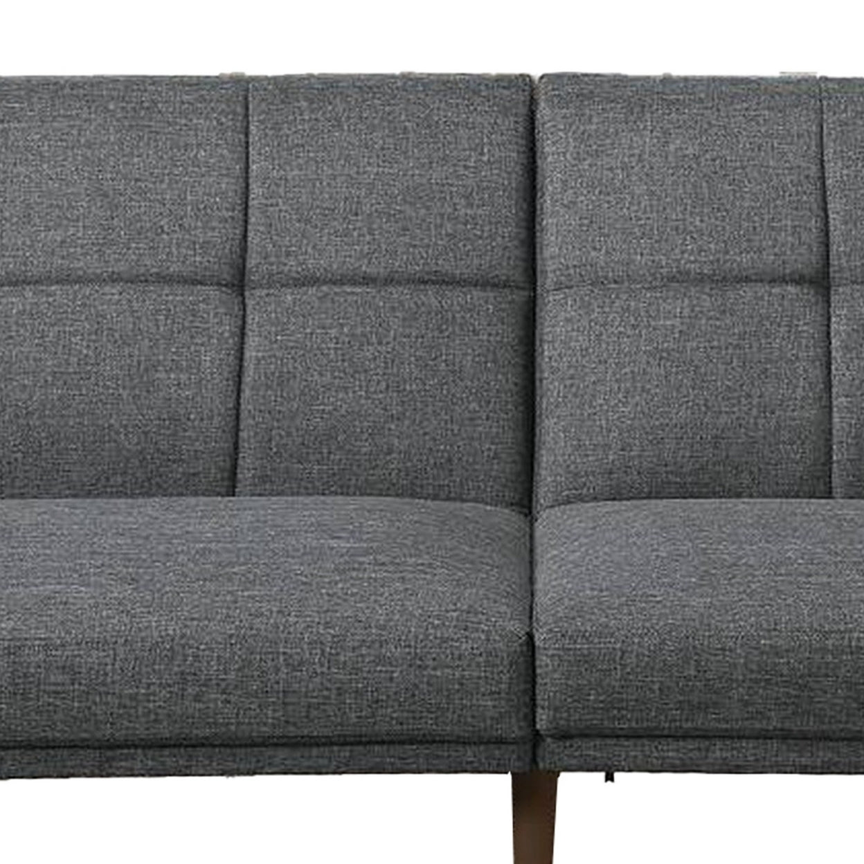 Fabric Adjustable Sofa with Square Tufted Back, Light Gray- Saltoro Sherpi