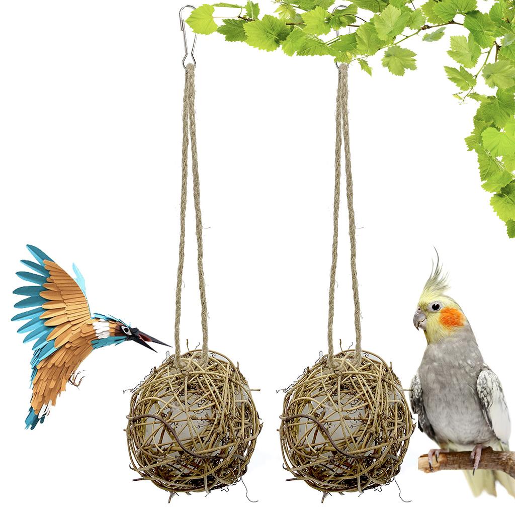 3Pieces Hummingbird Nesters Rattan Balls Pet Bird Nesting House Garden