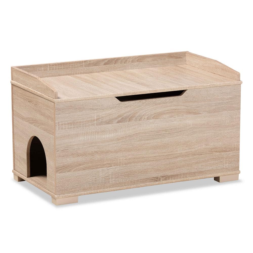 Baxton Studio Mariam Oak Litter Box Cover Cat House 194-11763-HD