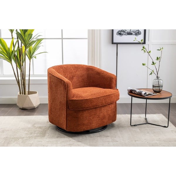 Swivel Accent Chair Living Room Round Barrel Armchair， Orange