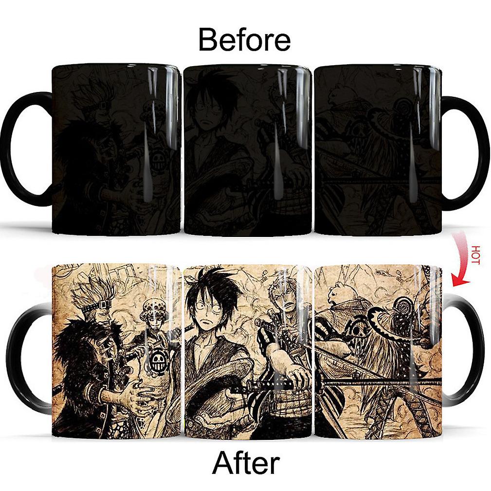 One-pieces Trafalgar D. Water Law Color Changing Mug Ceramic Coffee Mug Thermal Tea Cup Novelty Gift