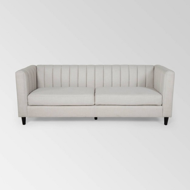 Humbolt Contemporary Channel Stitched Sofa Beige Christopher Knight Home