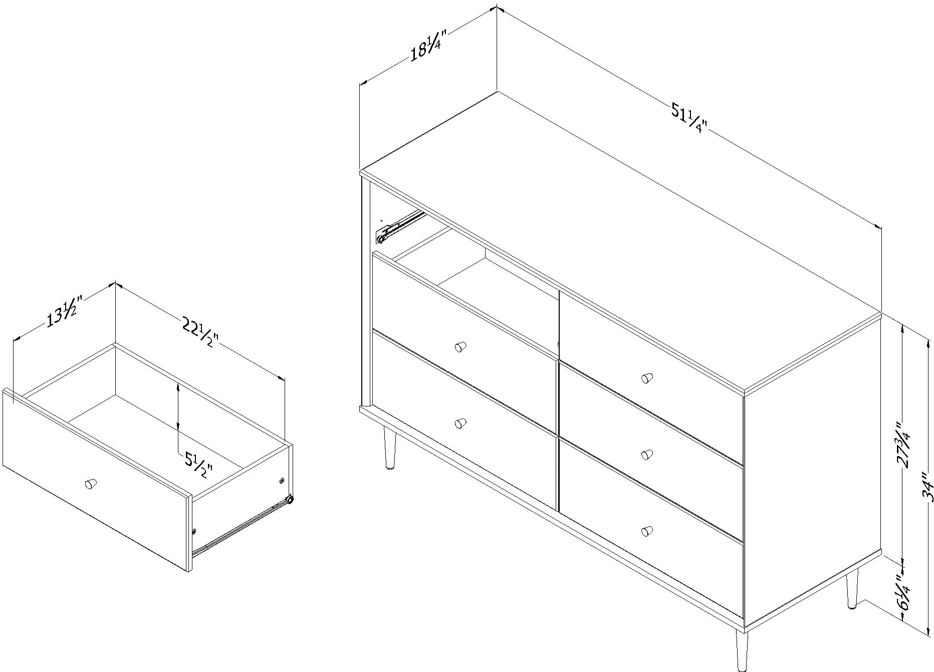 Dylane White 6-Drawer Dresser - South Shore