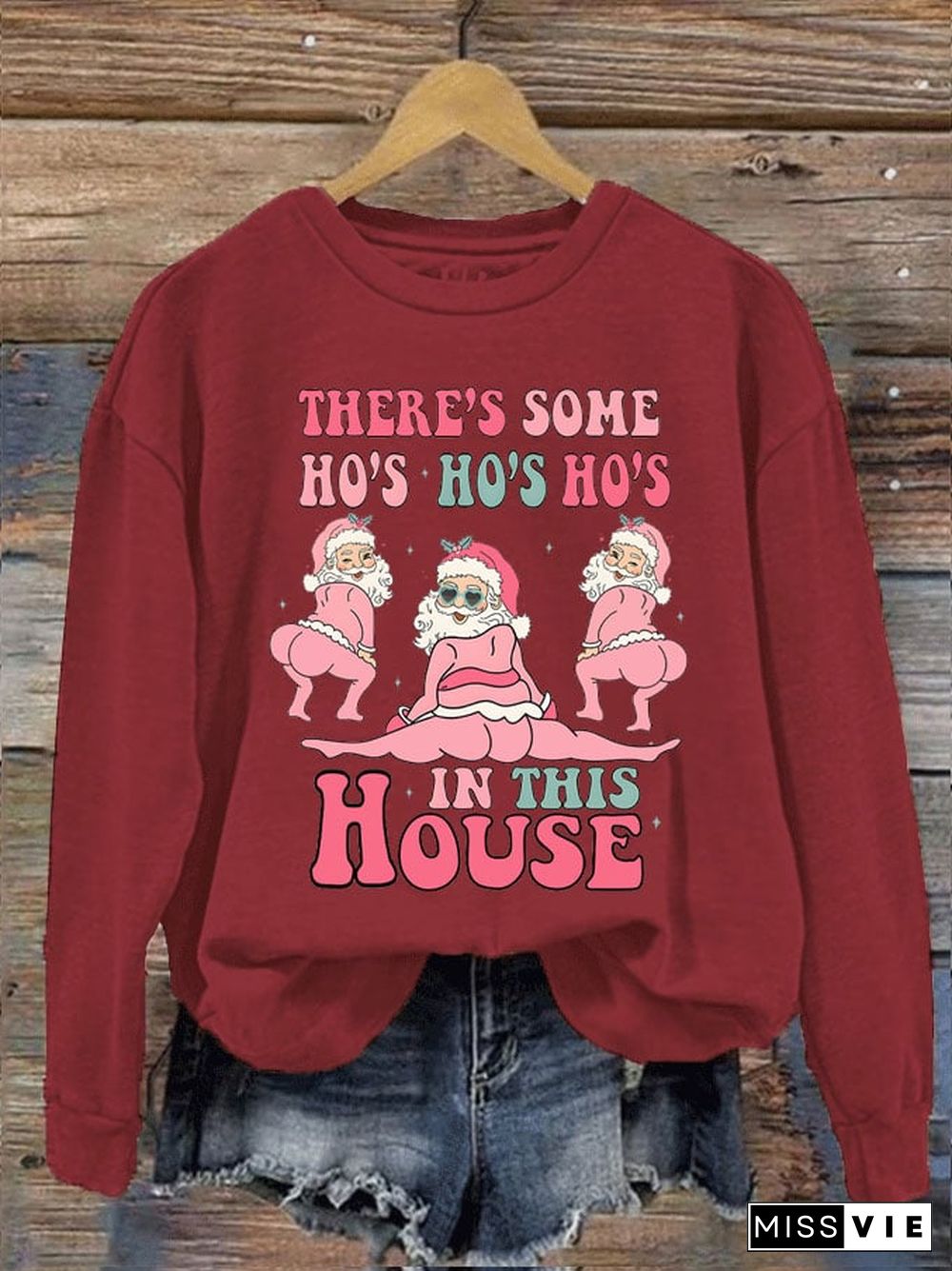 Women's Christmas Santa Claus Funny Art Print Sweatshirt