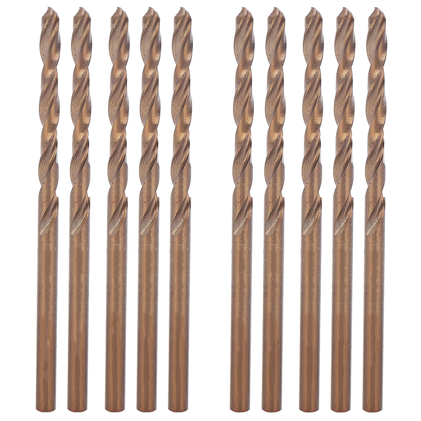 10pcs Hss Twist Drill Parallel Shank Spiral Fluted Ti Plating Manual Plate Punching Tool3.0mm