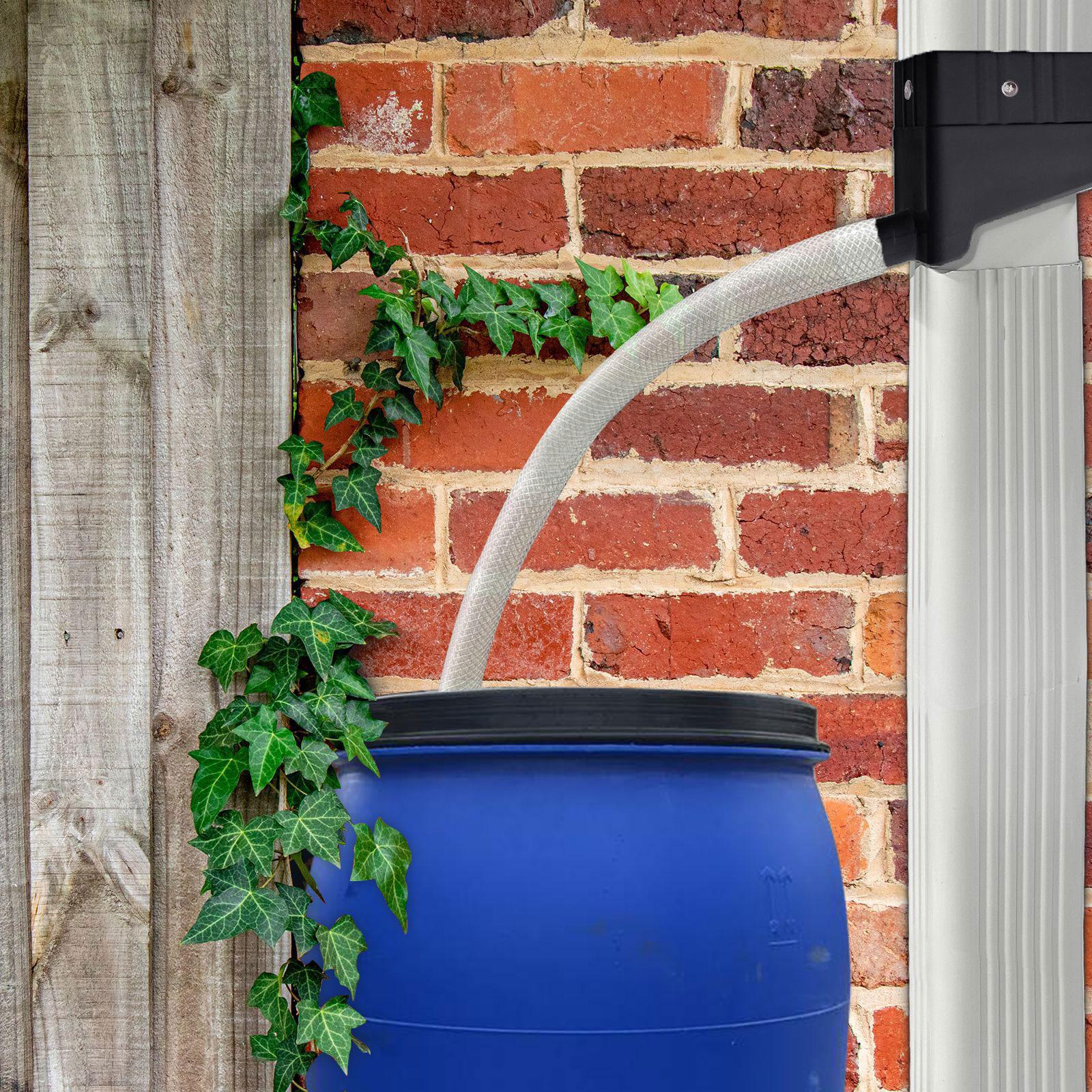 Rainwater Collector with Hose Diverting Water Black