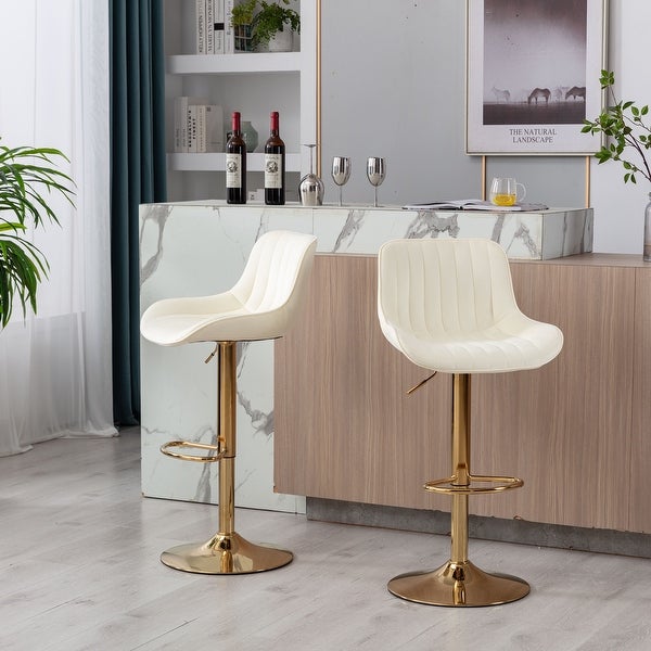 Velvet AdjustableSwivel Bar Stools with Footrest， Set of 2