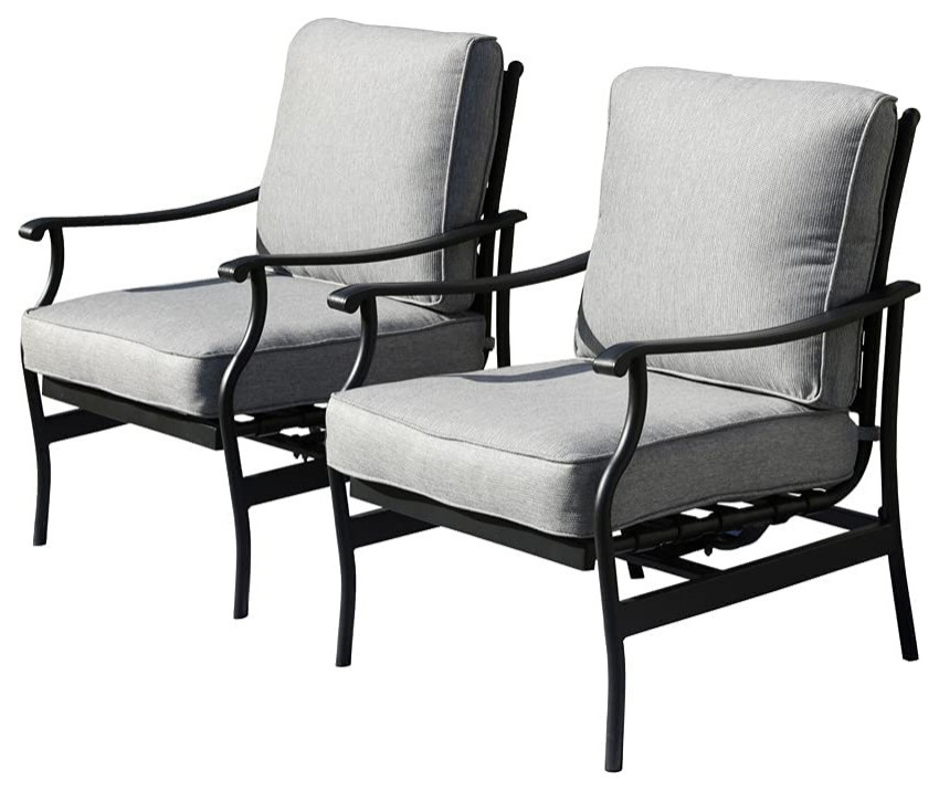 Set of 2 Patio Dining Chair  Cushioned Seat and Back With Curved Armrests   Transitional   Dining Chairs   by Decor Love  Houzz