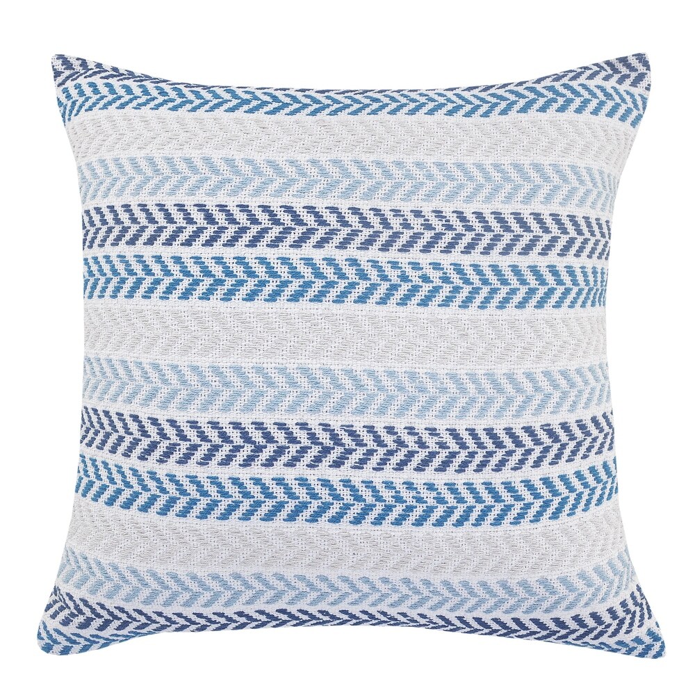 LR Home Blue Chevron Natural Cotton Square Pillow  Feather Filled  Set of 2 or 4