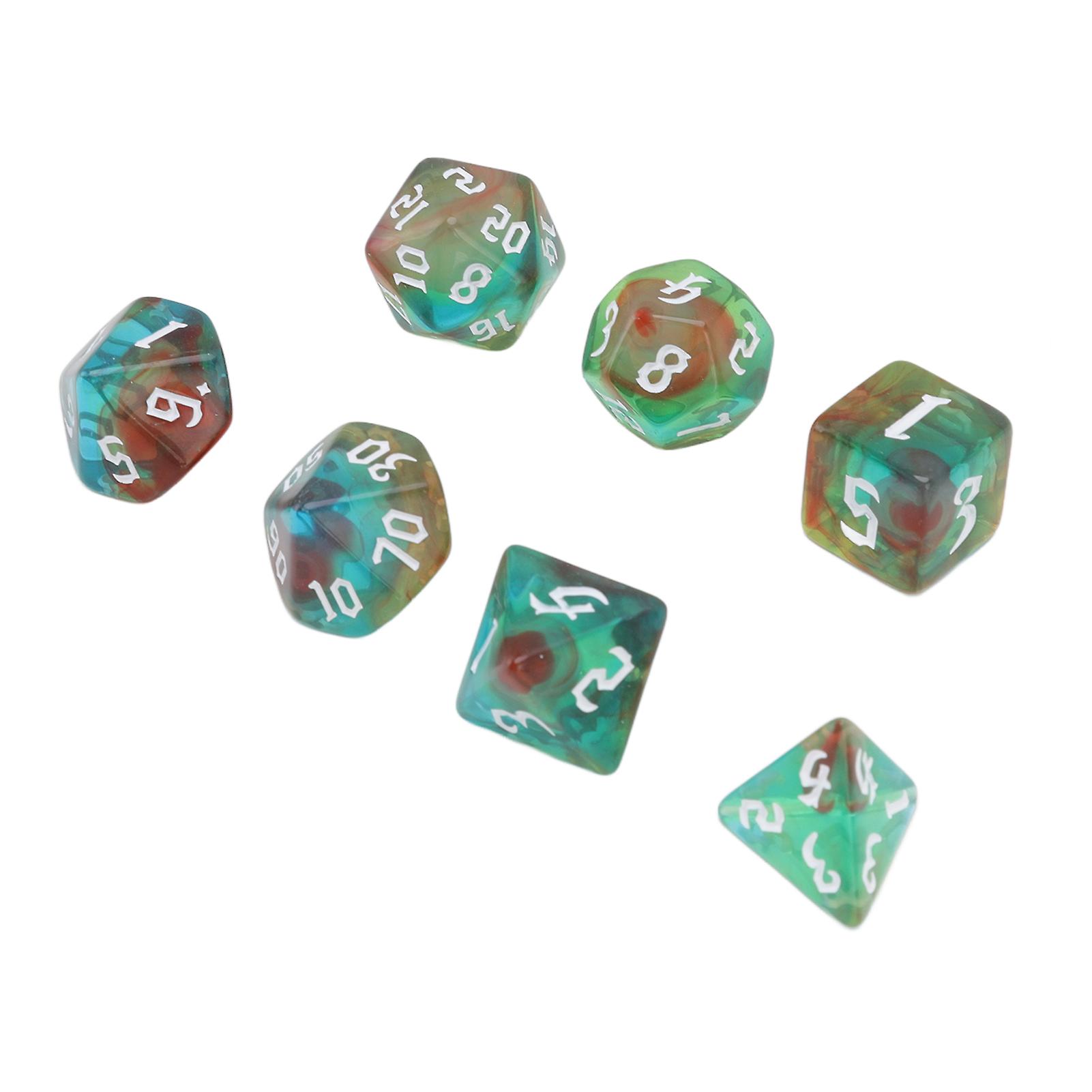 7PCS Polyhedral Number Dice Set Acrylic Table Board Game Dice Toys Waterproof Wear Resistant Type 5