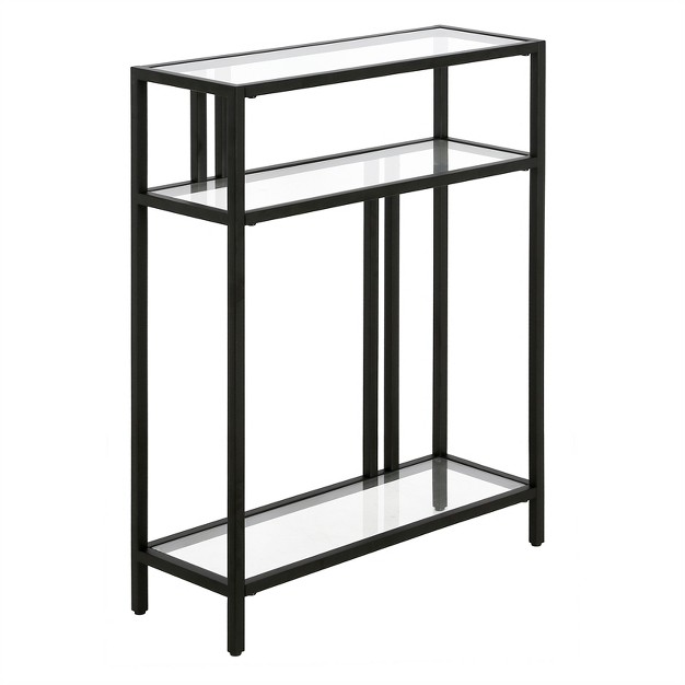 22 In Black Bronze Console Table With Glass Shelves Henn amp hart