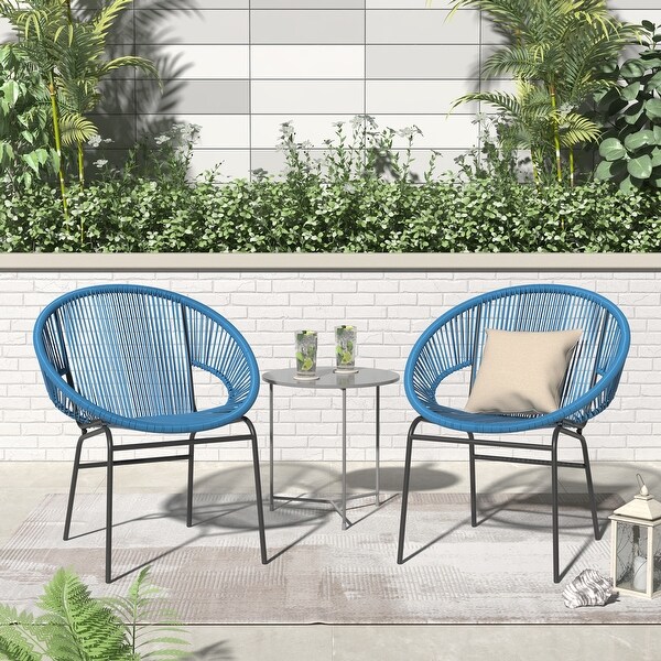 Corvus Sarcelles Woven Wicker Indoor/Outdoor Bistro Chairs (Set of 2)