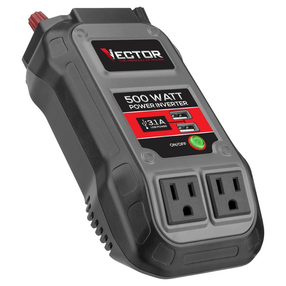 VECTOR 500 Watt Power Inverter Dual Power Inverter Two USB Charging Ports PI500V