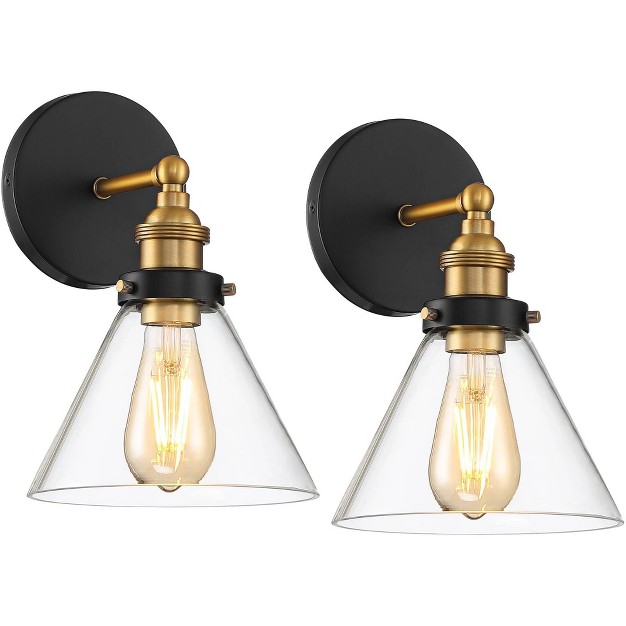 Black And Glass Led Bulb Sconces Set Of 2