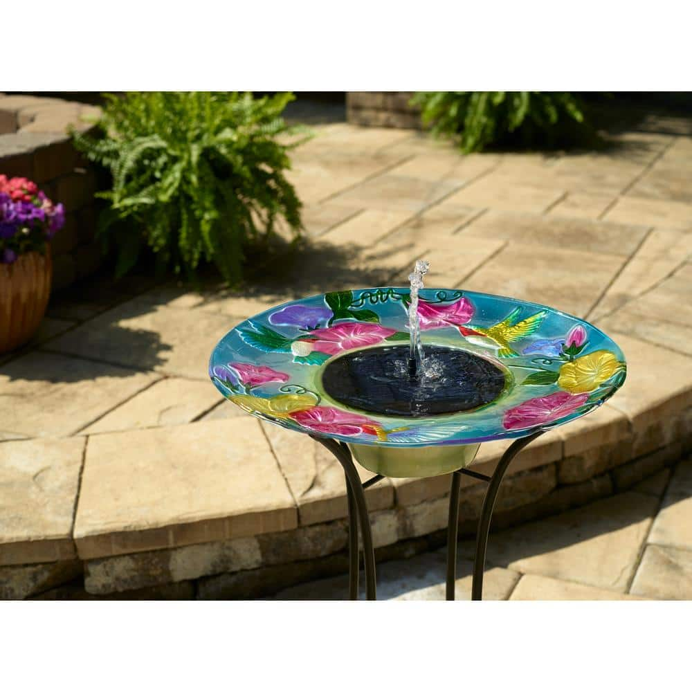 Smart Solar Hummingbird Glass Solar Birdbath 20224R01