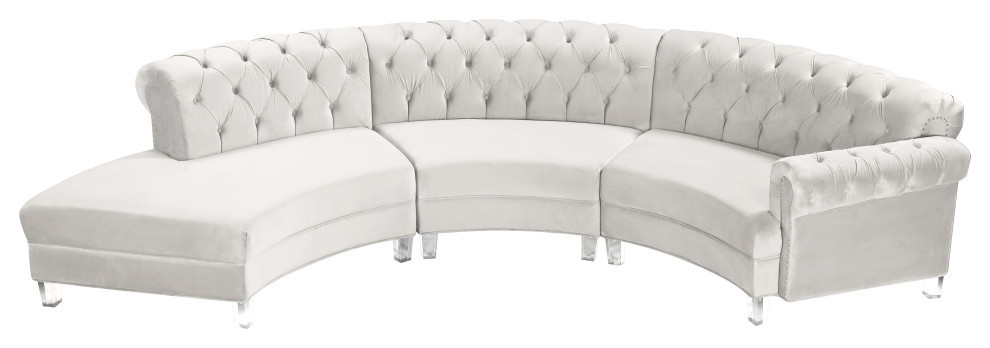 Anabella Velvet Sectional   Contemporary   Sectional Sofas   by Meridian Furniture  Houzz