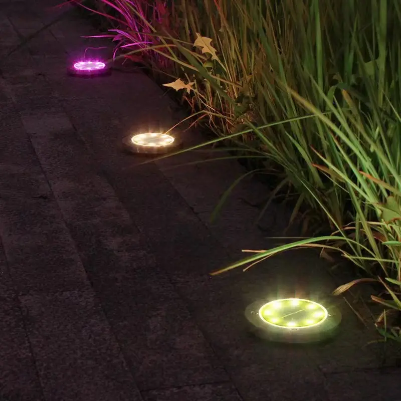 8 LED Waterproof  RGB Solar Lawn Lights Outdoor Ground Landscape Lighting for Garden