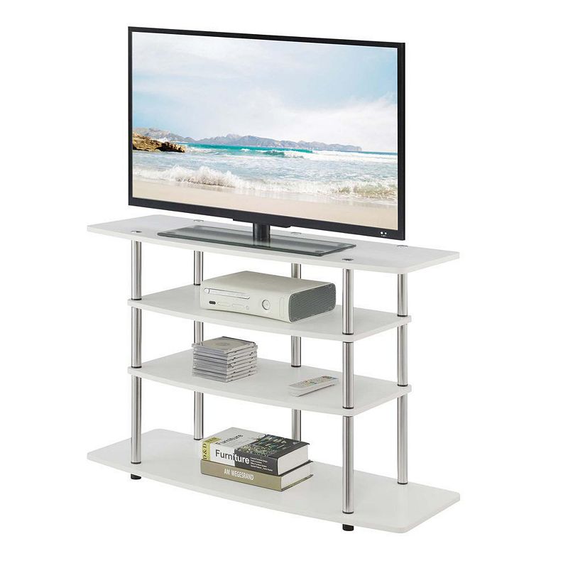 Convenience Concepts Designs2Go No Tools Wide Highboy 4 Tier TV Stand， White