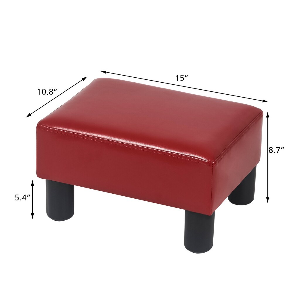 Adeco Small Rectangular Ottoman Modern PU Leather Footrest Stool Chair