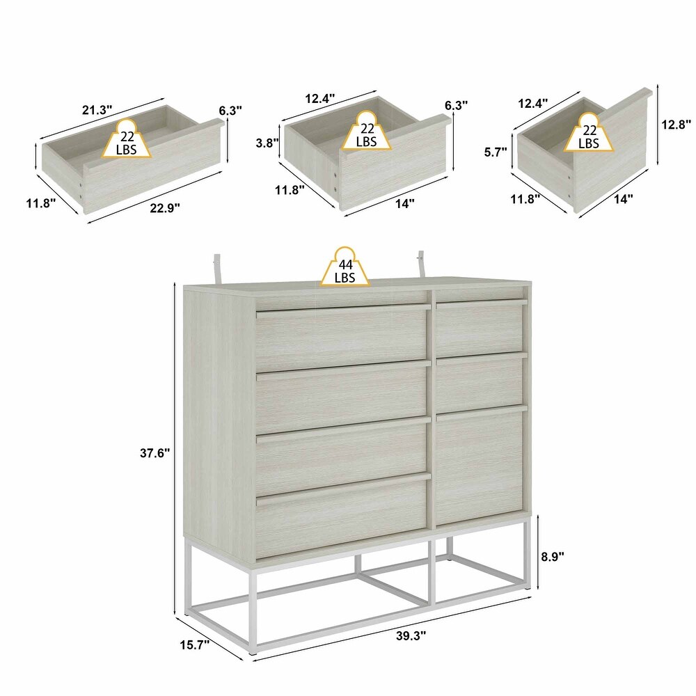 Contemporary 7 Drawer Wooden Chest Versatile Storage in Beige Dresser