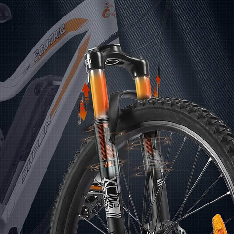 Ecotric Leopard Long Distance All Terrain Anti Slip Tires Electric Mountain Bike - Suspension w/ Ultimate Comfort,  500W Brushless Motor Makes Long Lifespan - For Commuter, Trails, and Leisure Riders