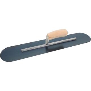 MARSHALLTOWN 22 in. x 4-12 in. Fully Rounded Exposed Rivet Blue Steel Trowel - Wood Handle SP2245BR14