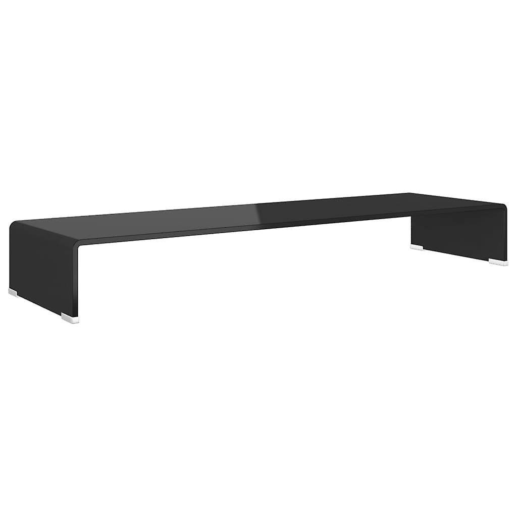 Tv Stand/monitor Riser Glass Black 100x30x13 Cm