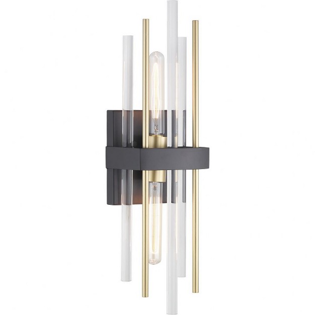 Progress Lighting Orrizo 2 light Wall Sconce Black Finish Clear Glass Shade