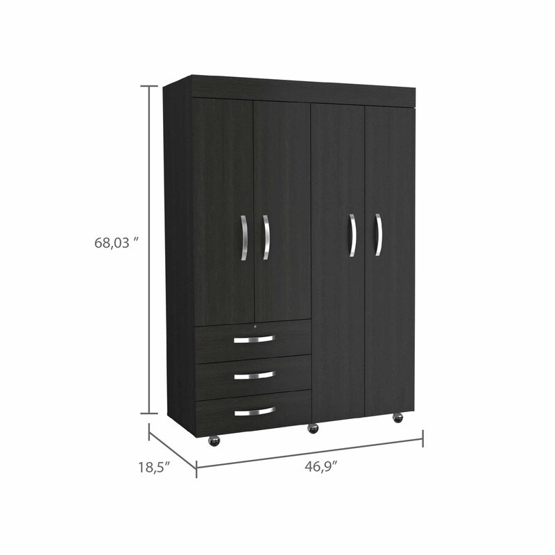 3 Drawer 4 Door Rectangle Armoire  Easy Assemble