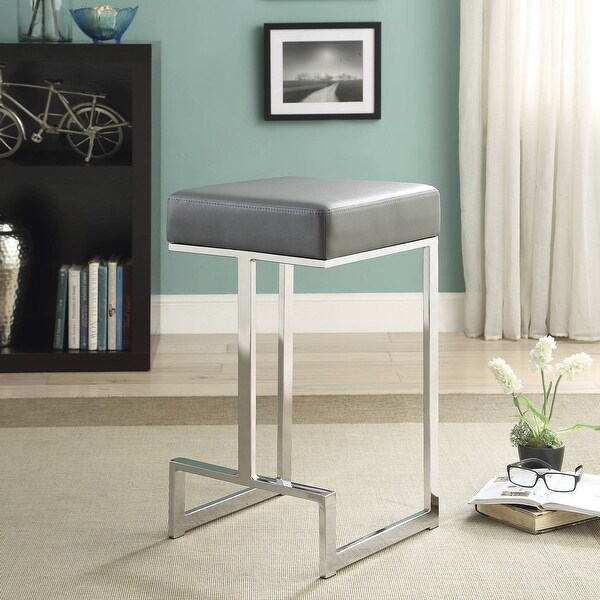 Contemporary Clean Design Chrome with Grey or Black Seat Stool