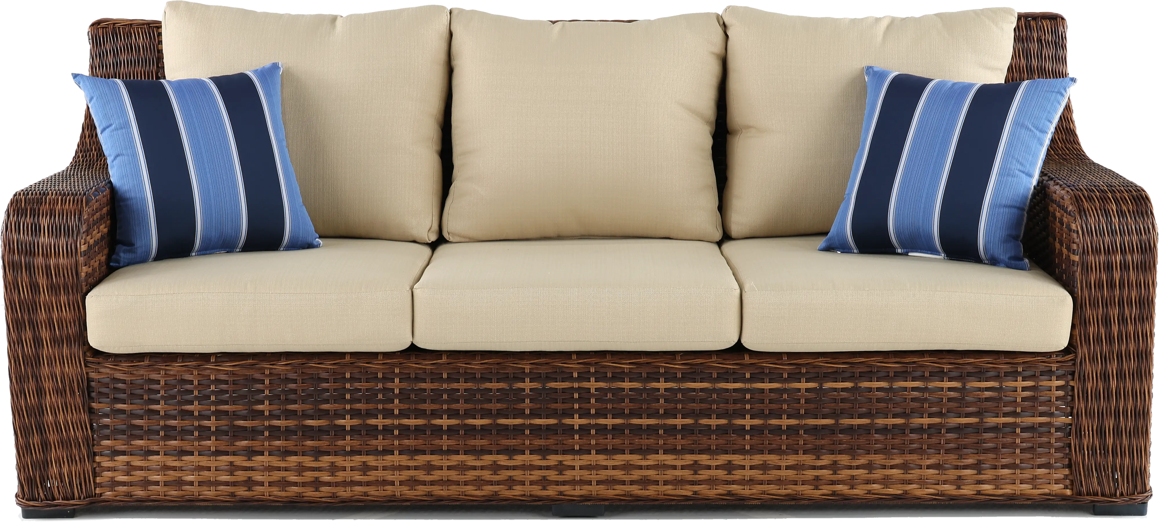 Tortola Wicker and Linen Outdoor Patio Sofa