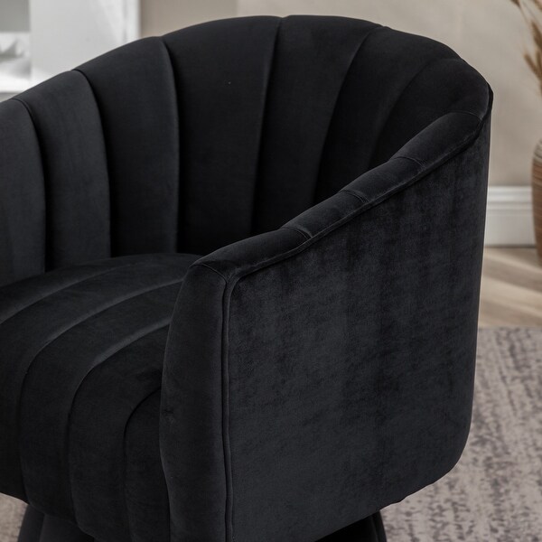 SEYNAR Modern Glam Velvet Upholstered Swivel Accent Arm Barrel Chair for Living Room