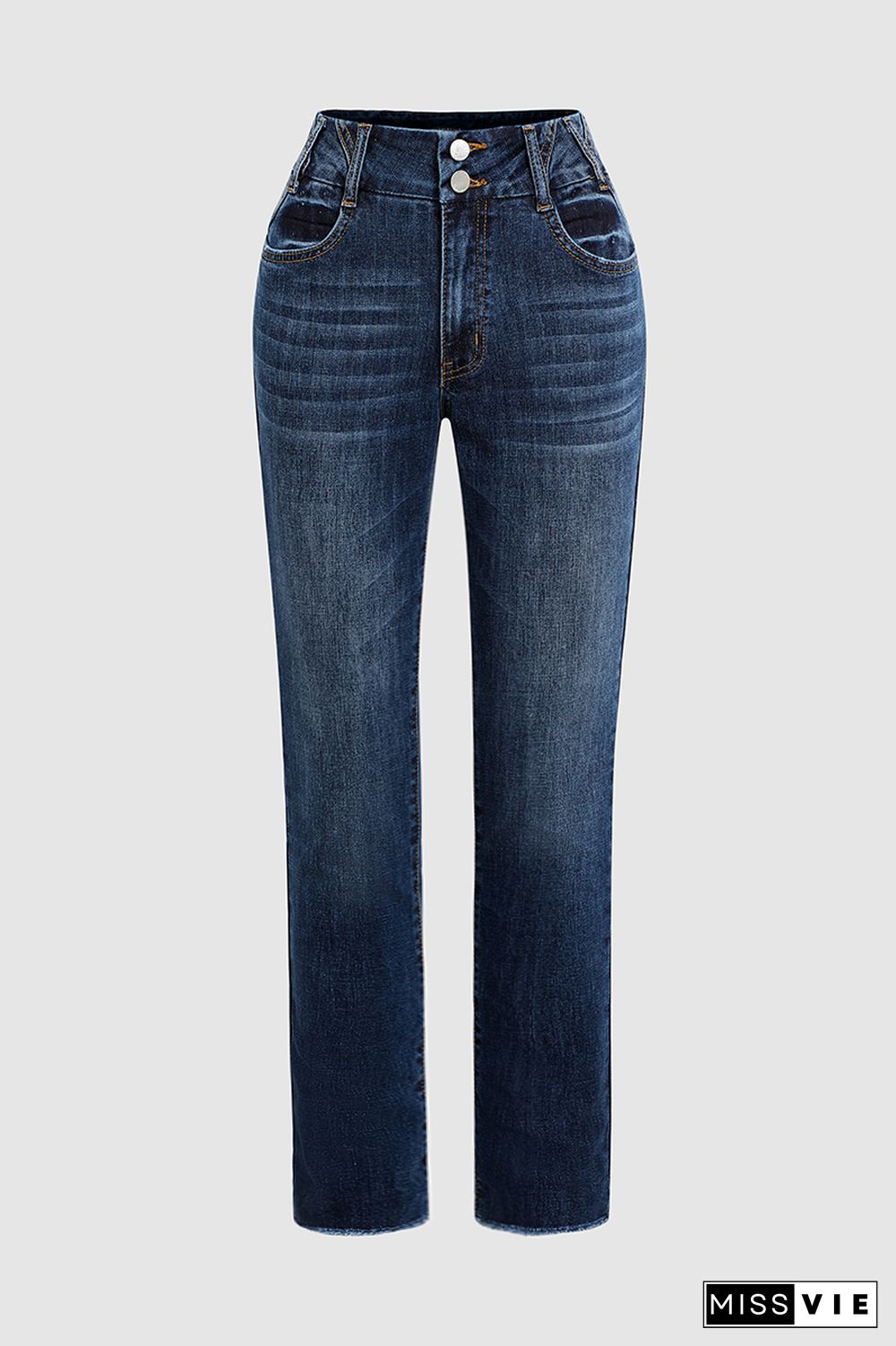 Raw Hem Button Up Mid Rise Skinny Jeans