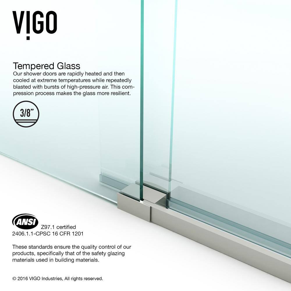 VIGO Winslow 34 in. L x 46 in. W x 74 in. H Frameless Sliding Rectangle Shower Enclosure in Stainless Steel with Clear Glass VG6051STCL48