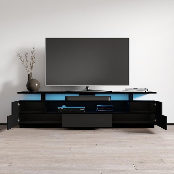 Strick and Bolton Sparkes 77-inch High Gloss TV Stand with LED Lights