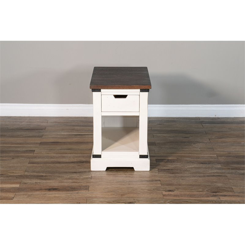 Sunny Designs 16 quotMahogany Wood Chair Side Table in Off White Dark Brown   Farmhouse   Side Tables And End Tables   by Homesquare  Houzz