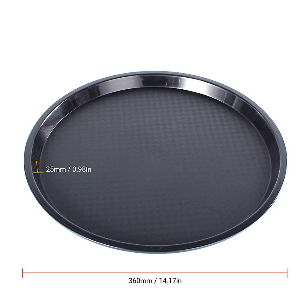 Black 1pcs 1pcs 14-inch Round Waitress/waiter Tray Serving Tray Beverage Tray Food Tray Dinner Tray Cafeteria Tray Waitress-style One-handed Carry Fas